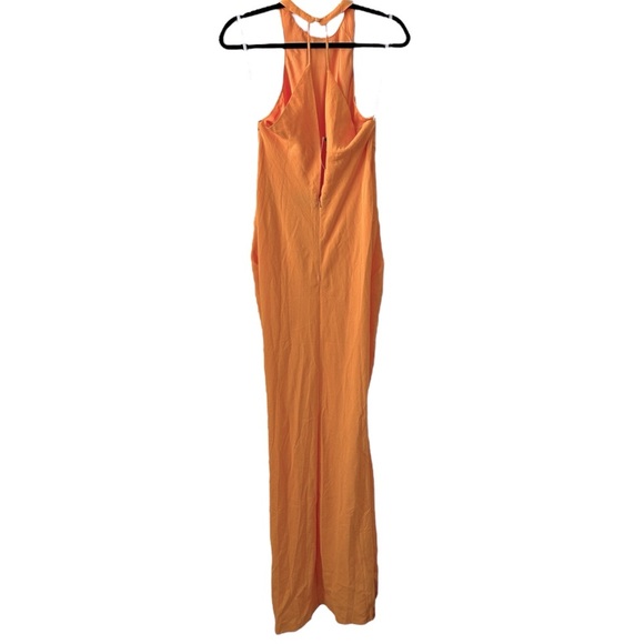 ASOS Textured Racer Neck Maxi Dress Twist Waist NWT in Orange Sz. 6 / 10 UK - Picture 11 of 14